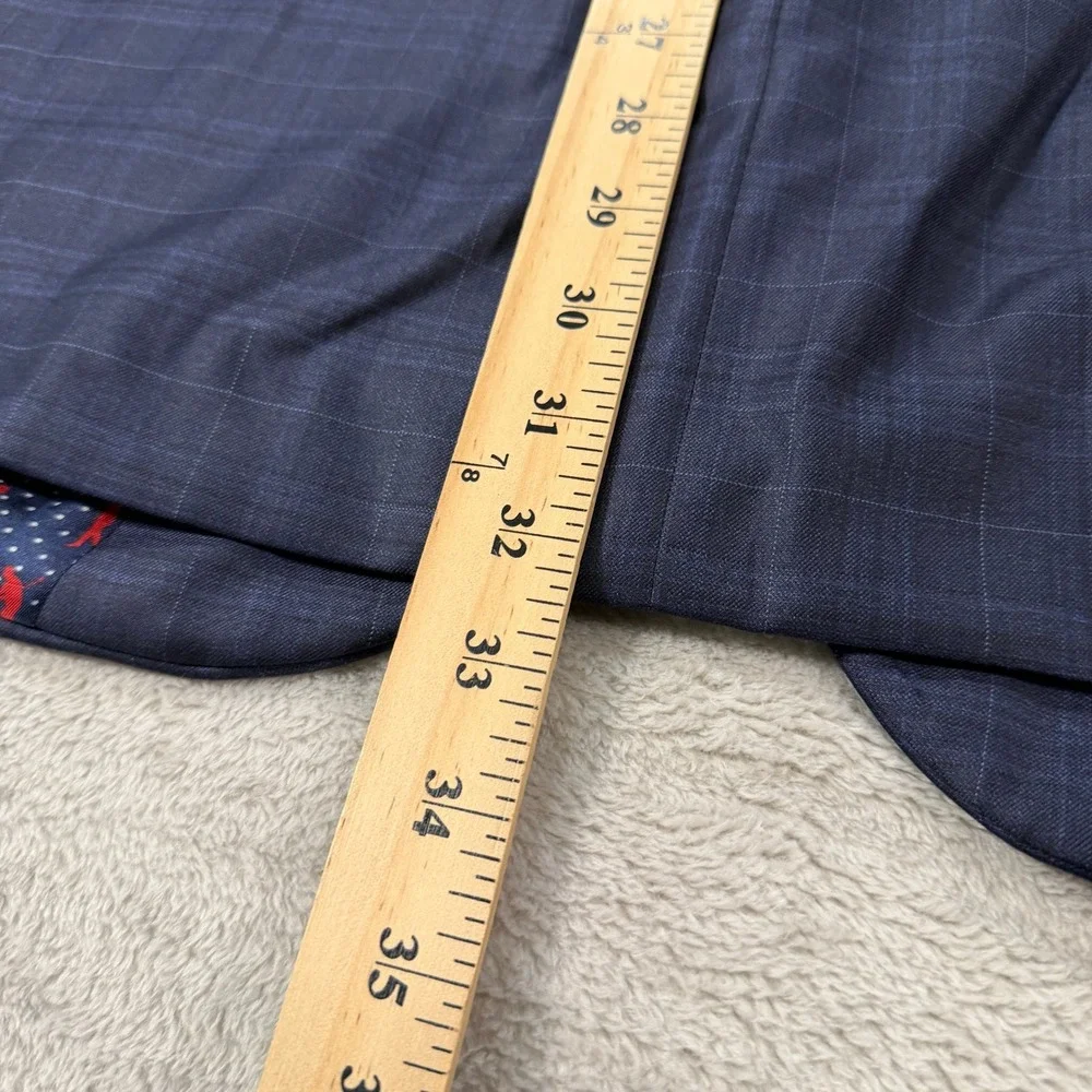 Bespoke Loro Piana Australis S150s Mens 54L Wool Blazer Navy Plaid Golf Lining